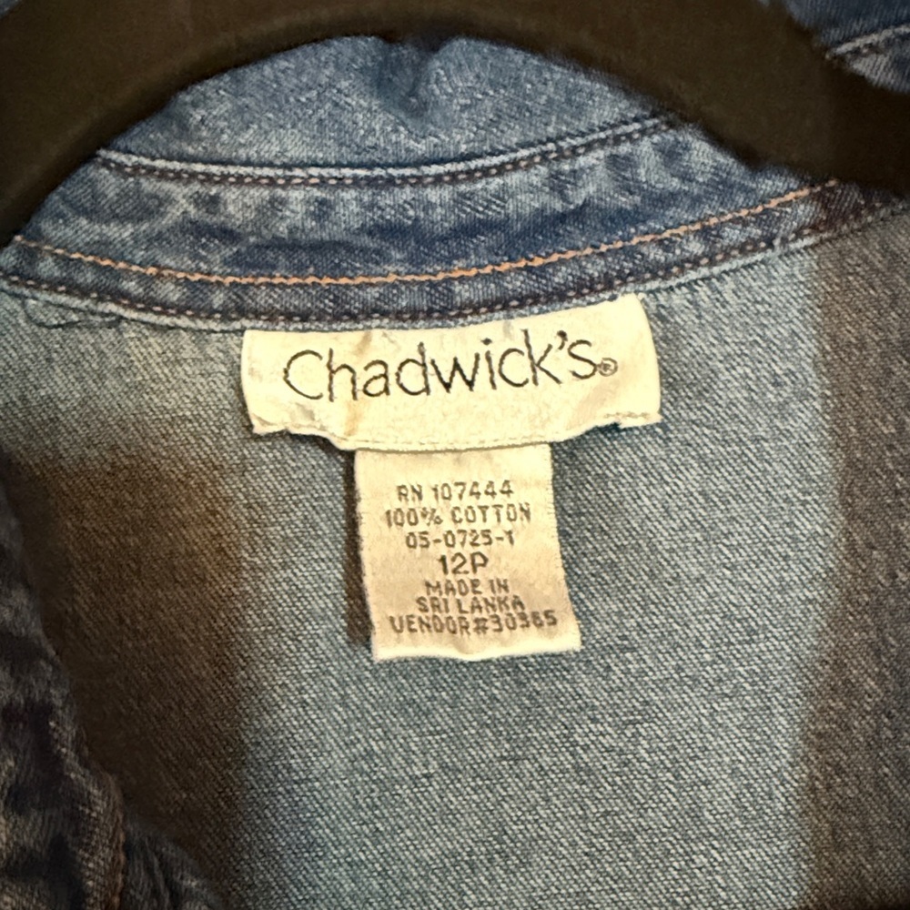 Chadwicks Vintage Blue Denim Midi Dress | Sleeveless Button Front | 12P - Picture 2 of 3
